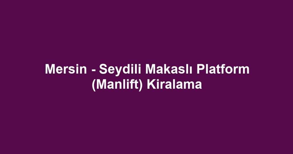 Mersin - Seydili Makaslı Platform (Manlift) Kiralama
