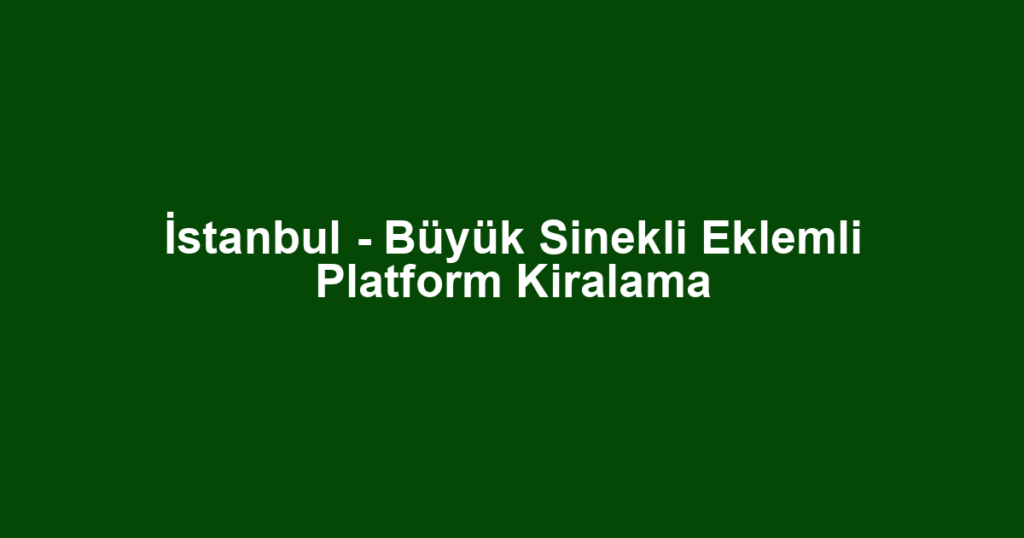 İstanbul - Büyük Sinekli Eklemli Platform Kiralama