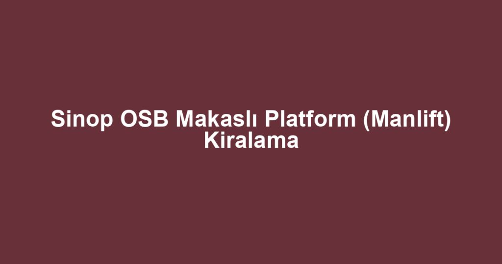 Sinop OSB Makaslı Platform (Manlift) Kiralama