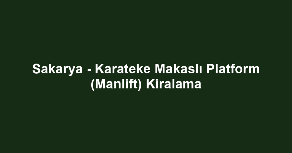 Sakarya - Karateke Makaslı Platform (Manlift) Kiralama