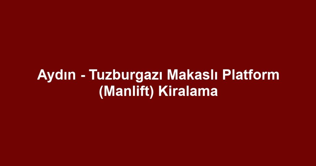 Aydın - Tuzburgazı Makaslı Platform (Manlift) Kiralama