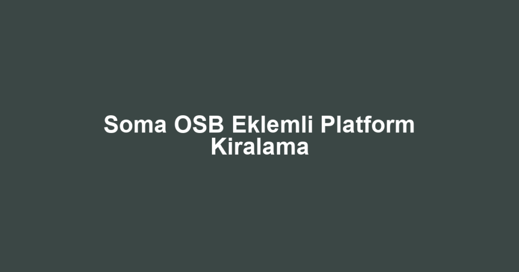 Soma OSB Eklemli Platform Kiralama