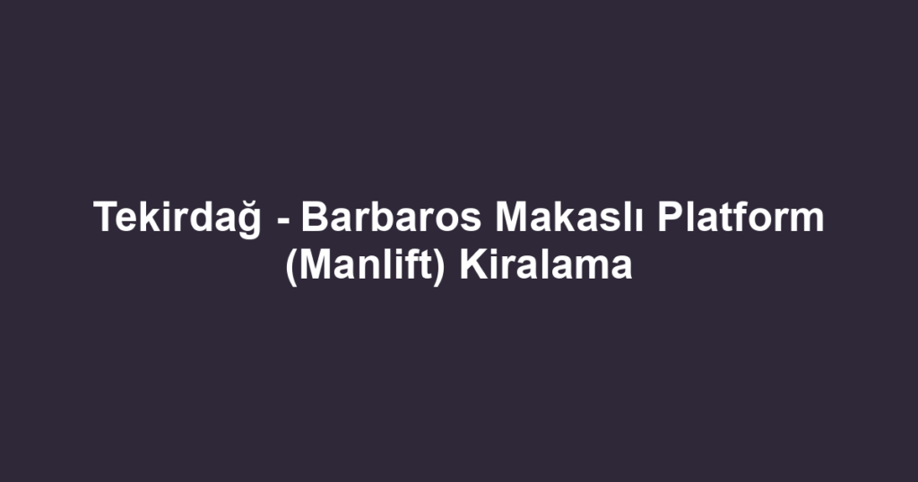 Tekirdağ - Barbaros Makaslı Platform (Manlift) Kiralama