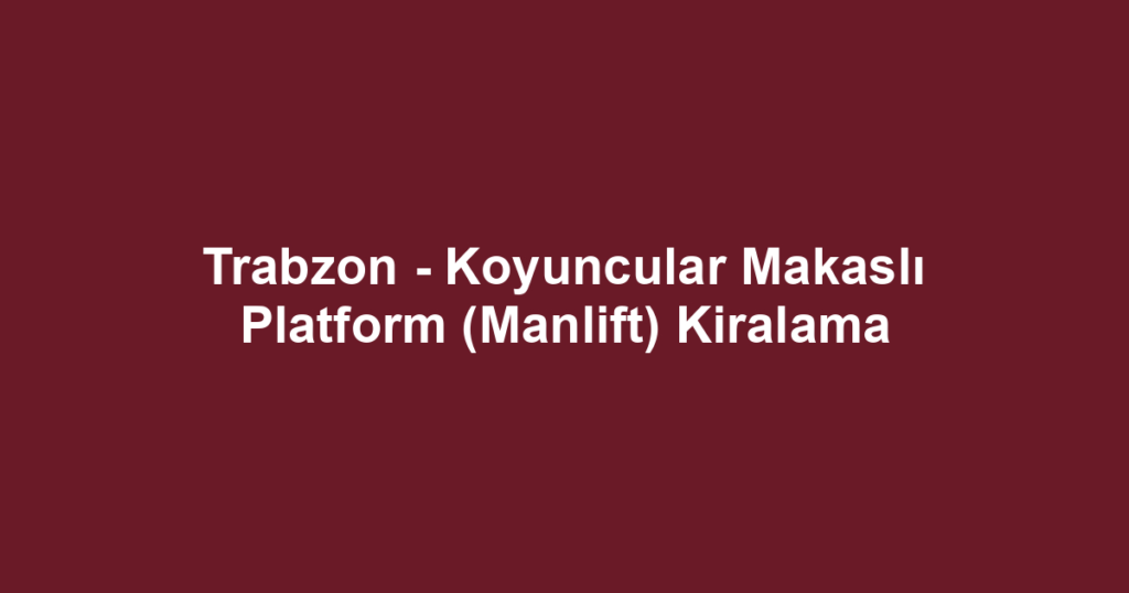 Trabzon - Koyuncular Makaslı Platform (Manlift) Kiralama