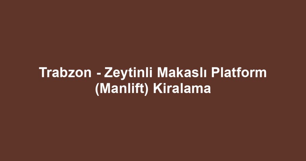 Trabzon - Zeytinli Makaslı Platform (Manlift) Kiralama