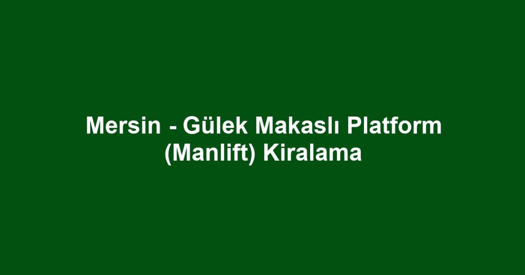 Mersin - Gülek Makaslı Platform (Manlift) Kiralama