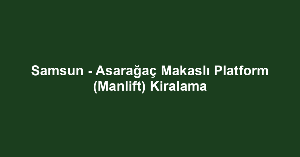 Samsun - Asarağaç Makaslı Platform (Manlift) Kiralama