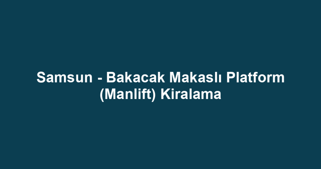 Samsun - Bakacak Makaslı Platform (Manlift) Kiralama