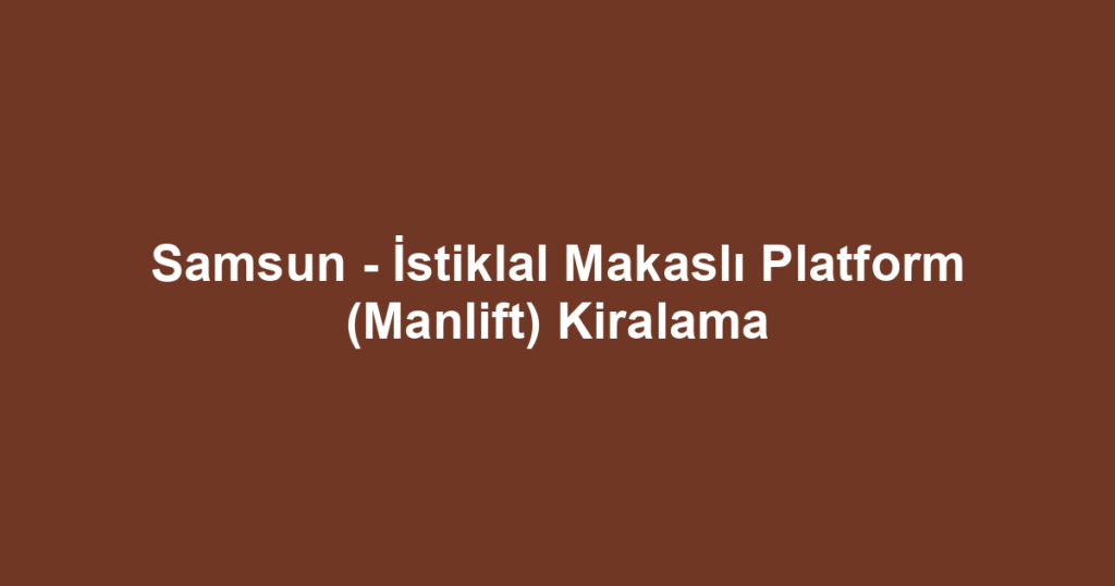 Samsun - İstiklal Makaslı Platform (Manlift) Kiralama