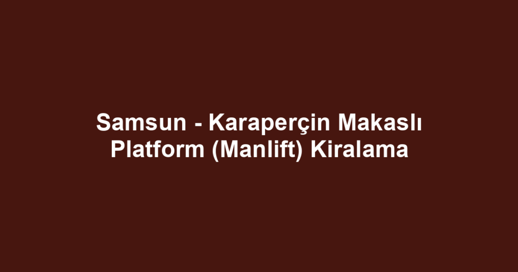 Samsun - Karaperçin Makaslı Platform (Manlift) Kiralama