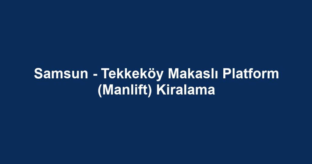 Samsun - Tekkeköy Makaslı Platform (Manlift) Kiralama