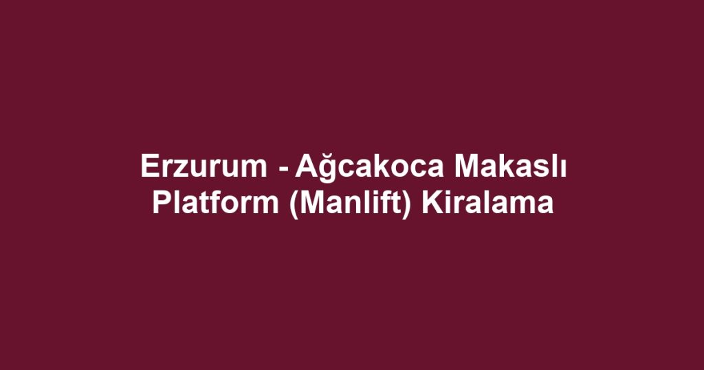 Erzurum - Ağcakoca Makaslı Platform (Manlift) Kiralama