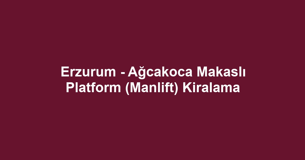 Erzurum - Ağcakoca Makaslı Platform (Manlift) Kiralama
