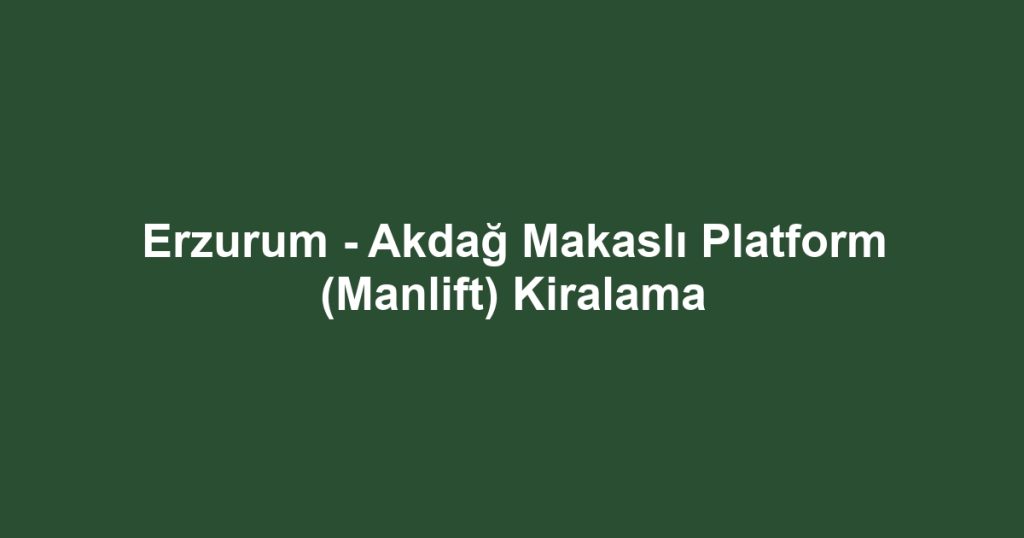 Erzurum - Akdağ Makaslı Platform (Manlift) Kiralama