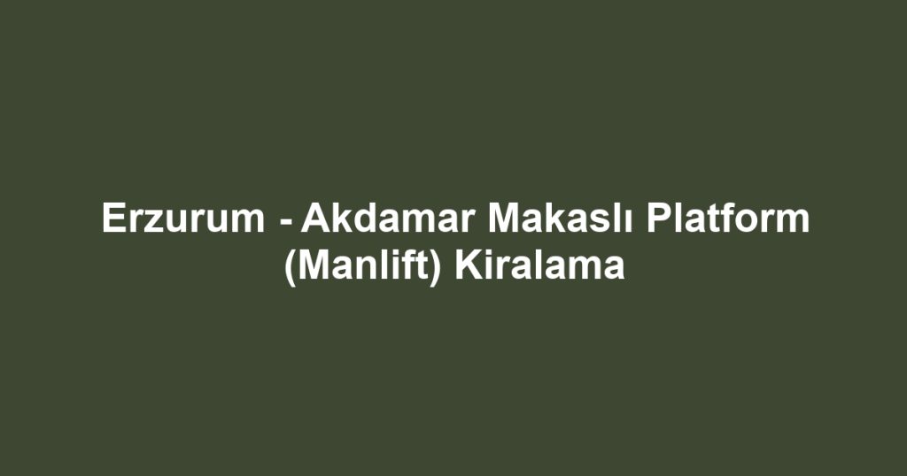 Erzurum - Akdamar Makaslı Platform (Manlift) Kiralama