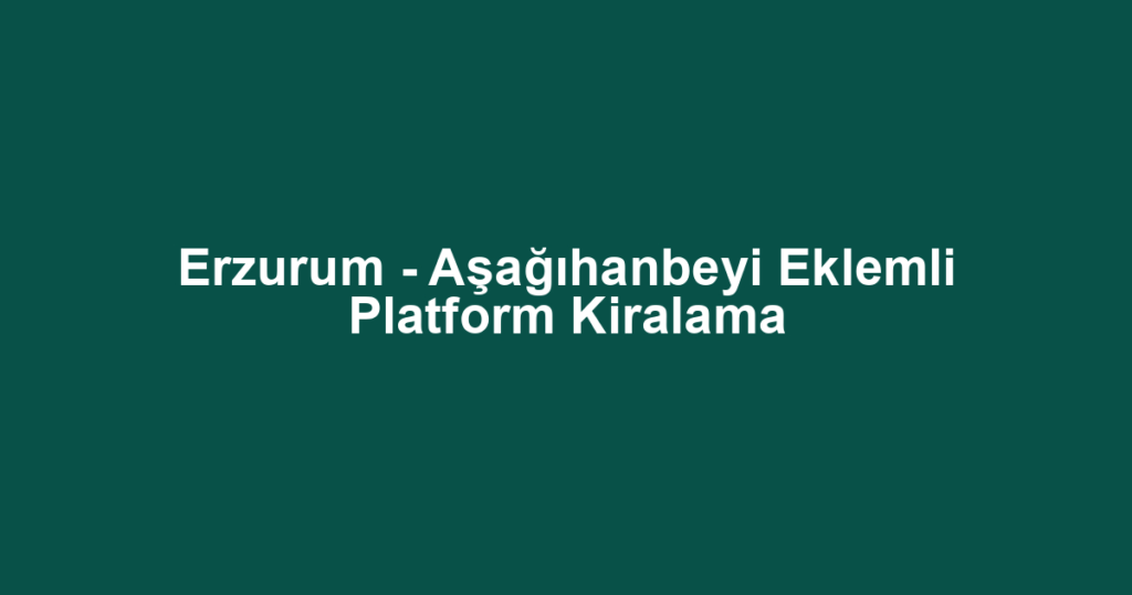 Erzurum - Aşağıhanbeyi Eklemli Platform Kiralama