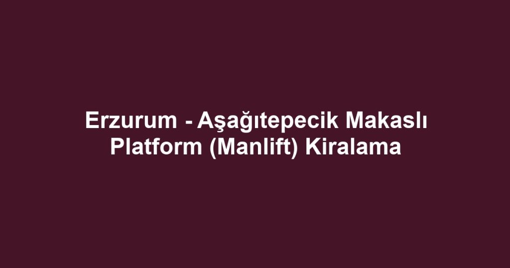 Erzurum - Aşağıtepecik Makaslı Platform (Manlift) Kiralama