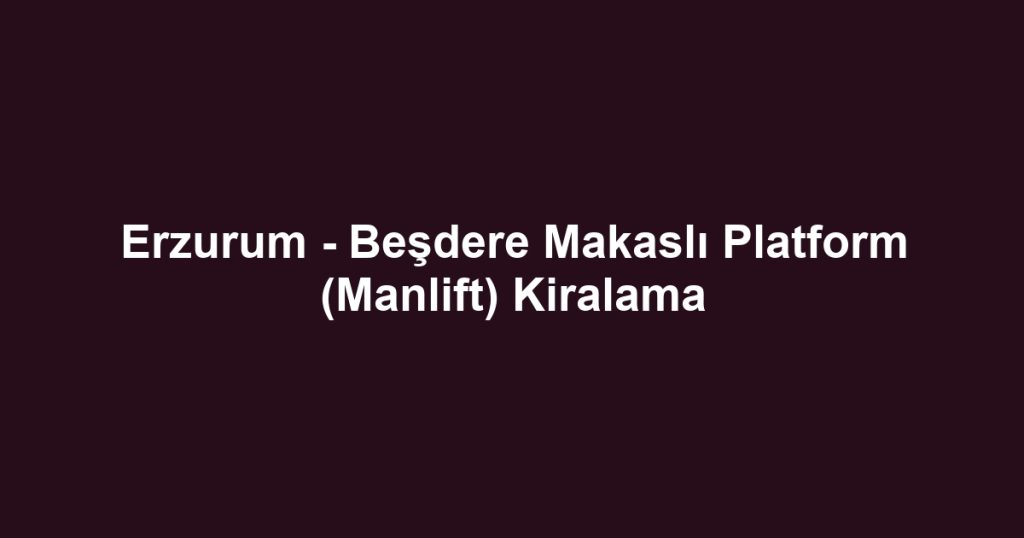 Erzurum - Beşdere Makaslı Platform (Manlift) Kiralama