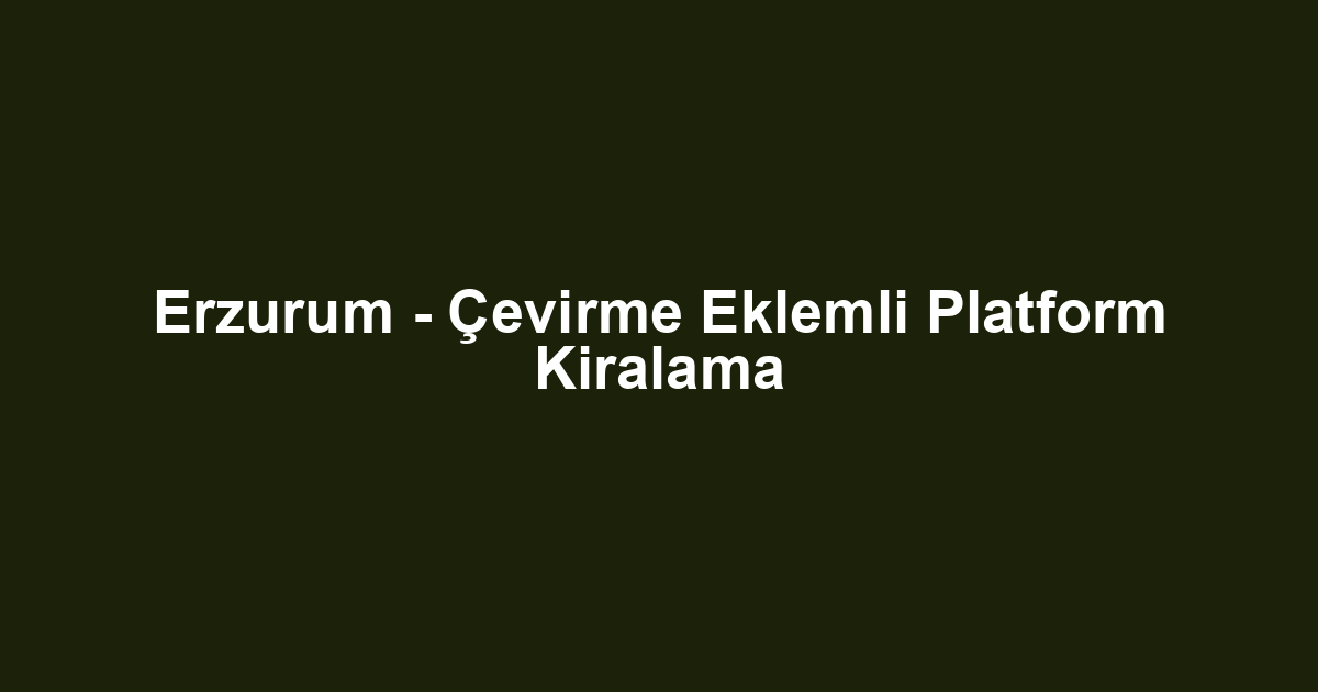 Erzurum - Çevirme Eklemli Platform Kiralama