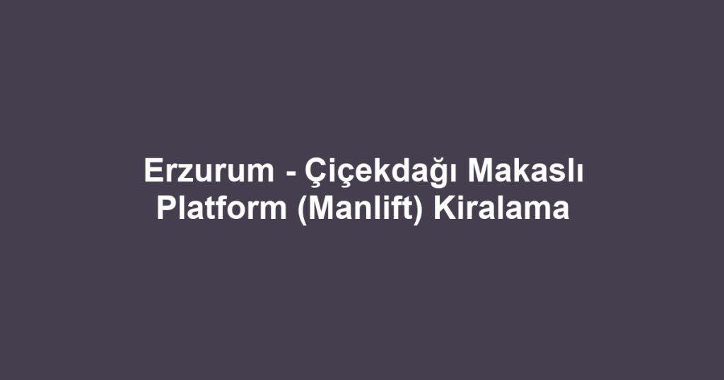Erzurum - Çiçekdağı Makaslı Platform (Manlift) Kiralama