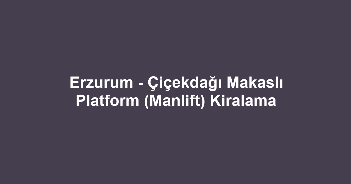 Erzurum - Çiçekdağı Makaslı Platform (Manlift) Kiralama