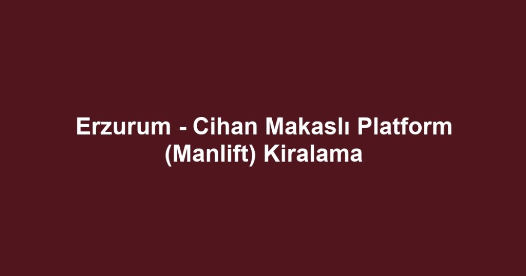 Erzurum - Cihan Makaslı Platform (Manlift) Kiralama
