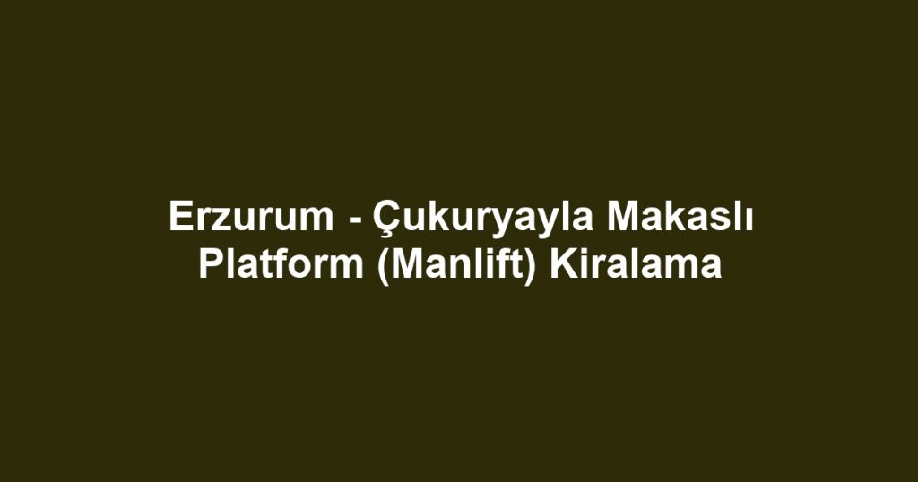 Erzurum - Çukuryayla Makaslı Platform (Manlift) Kiralama