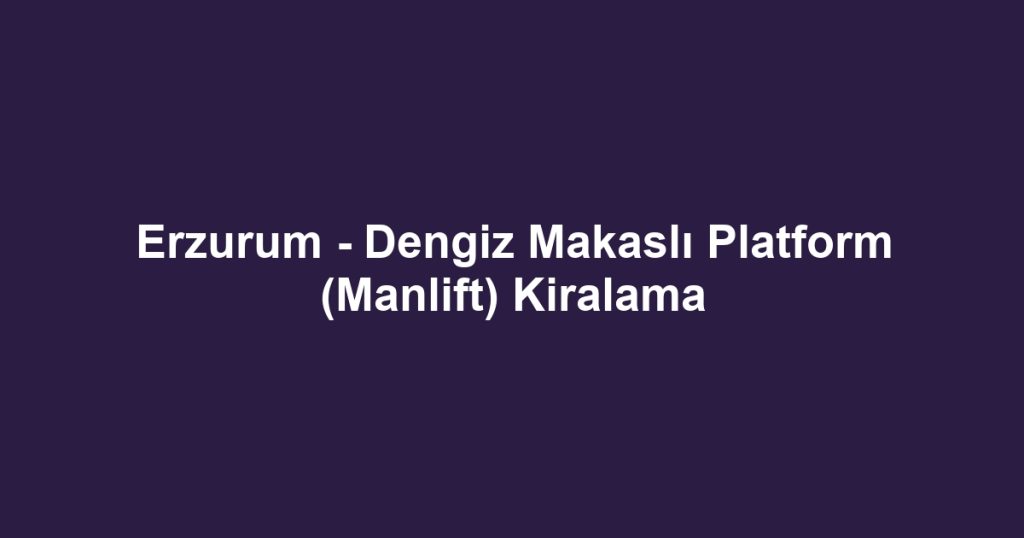 Erzurum - Dengiz Makaslı Platform (Manlift) Kiralama