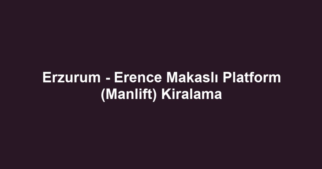 Erzurum - Erence Makaslı Platform (Manlift) Kiralama