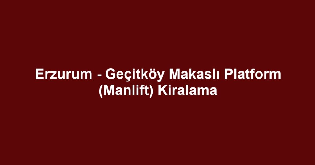 Erzurum - Geçitköy Makaslı Platform (Manlift) Kiralama