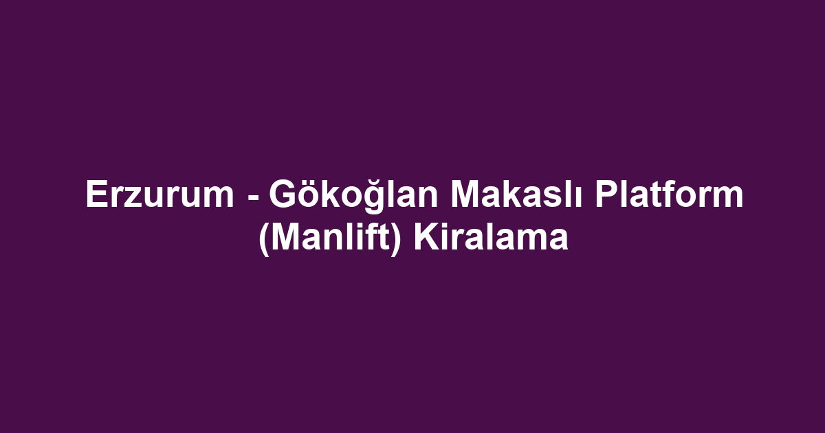 Erzurum - Gökoğlan Makaslı Platform (Manlift) Kiralama
