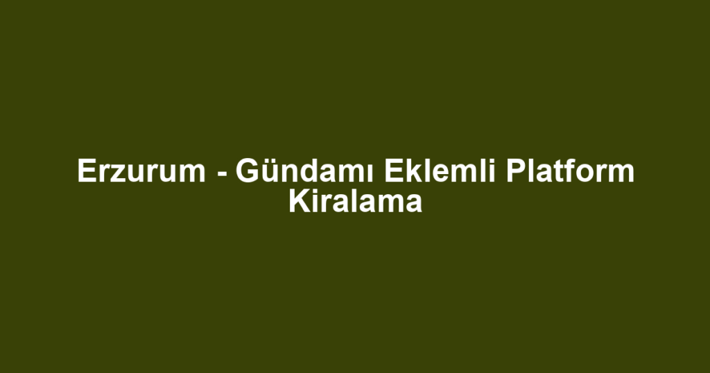 Erzurum - Gündamı Eklemli Platform Kiralama