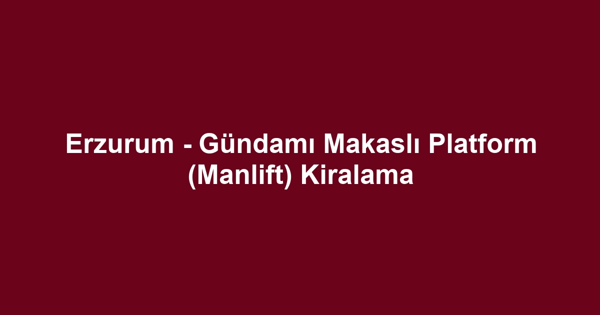 Erzurum - Gündamı Makaslı Platform (Manlift) Kiralama