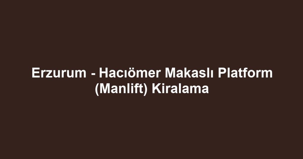 Erzurum - Hacıömer Makaslı Platform (Manlift) Kiralama