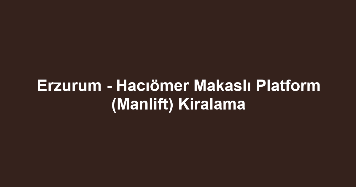 Erzurum - Hacıömer Makaslı Platform (Manlift) Kiralama