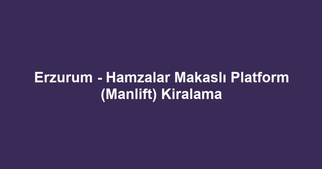 Erzurum - Hamzalar Makaslı Platform (Manlift) Kiralama