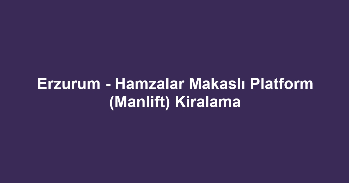 Erzurum - Hamzalar Makaslı Platform (Manlift) Kiralama