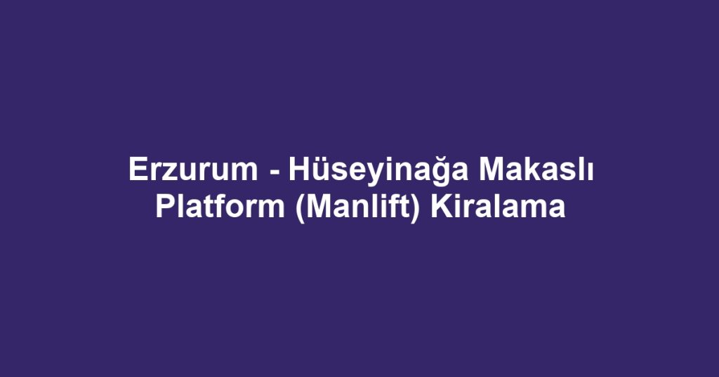 Erzurum - Hüseyinağa Makaslı Platform (Manlift) Kiralama
