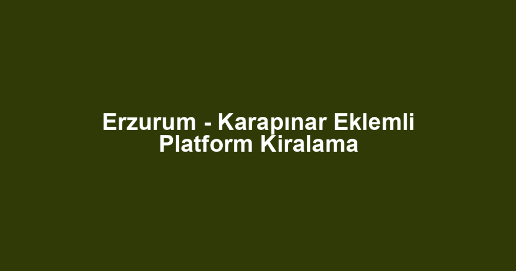 Erzurum - Karapınar Eklemli Platform Kiralama