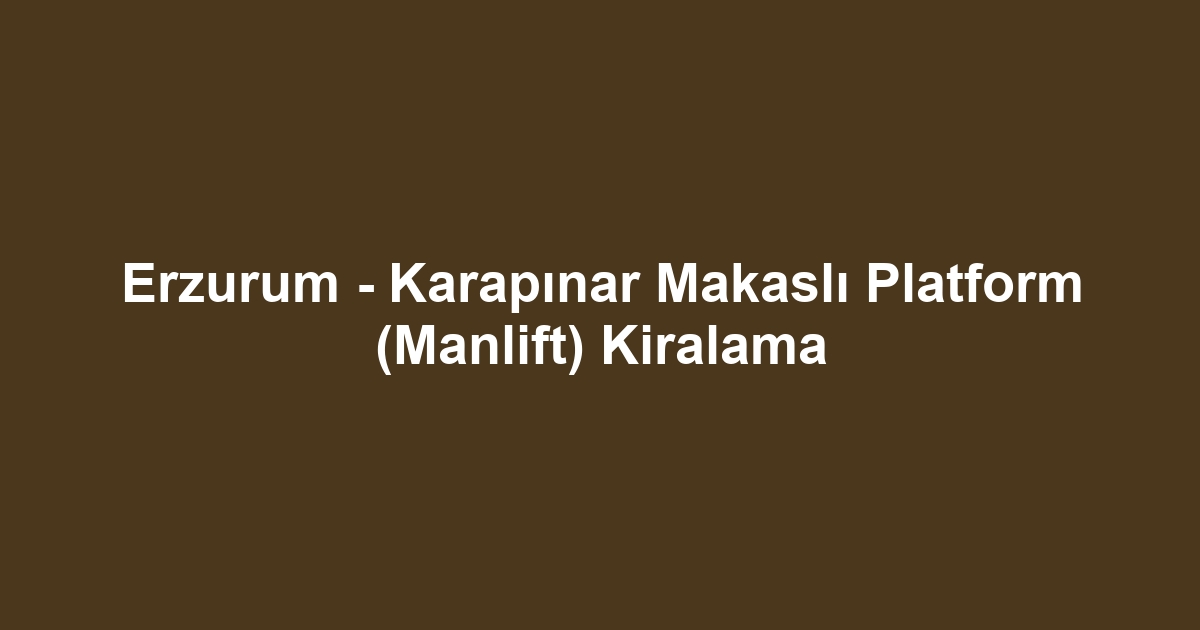Erzurum - Karapınar Makaslı Platform (Manlift) Kiralama