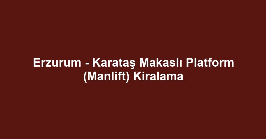 Erzurum - Karataş Makaslı Platform (Manlift) Kiralama
