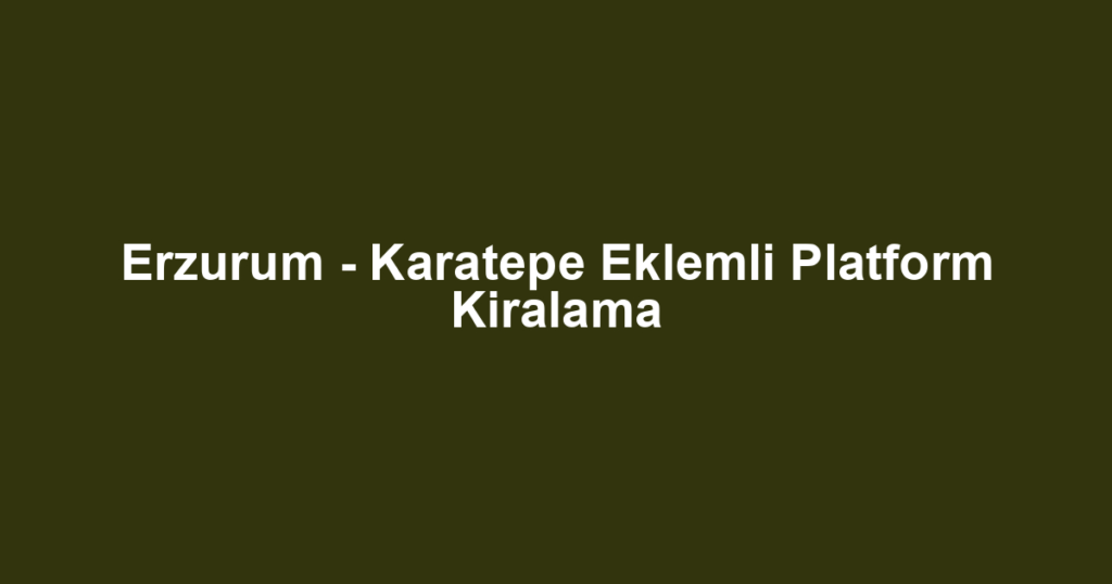 Erzurum - Karatepe Eklemli Platform Kiralama