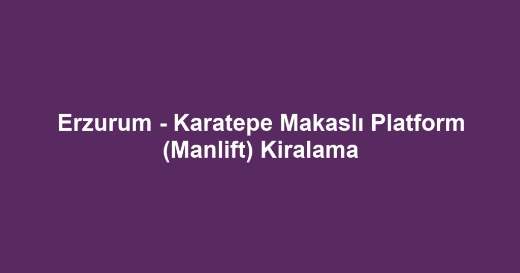 Erzurum - Karatepe Makaslı Platform (Manlift) Kiralama