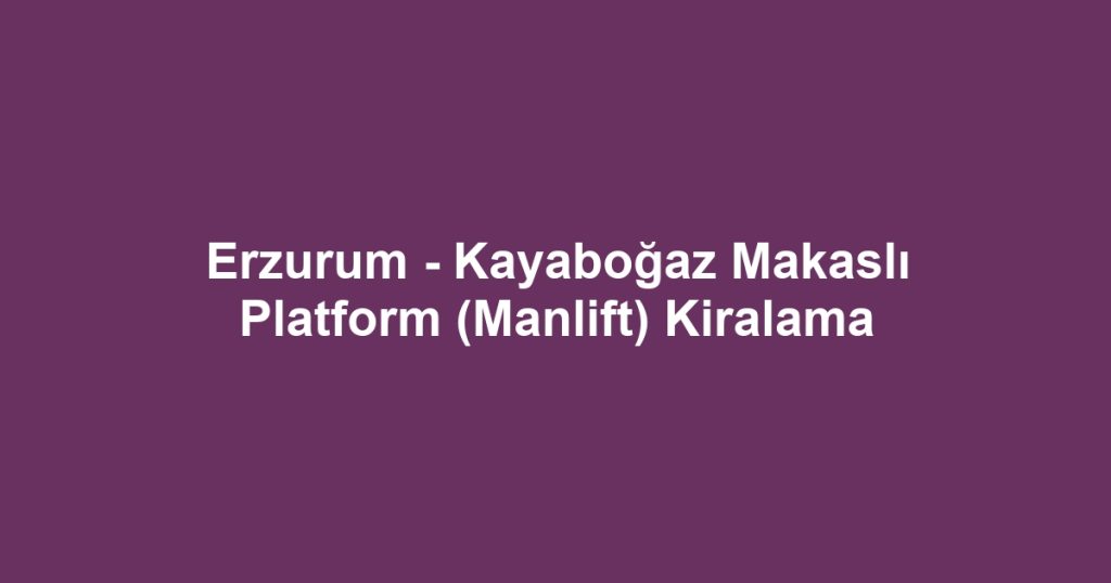 Erzurum - Kayaboğaz Makaslı Platform (Manlift) Kiralama
