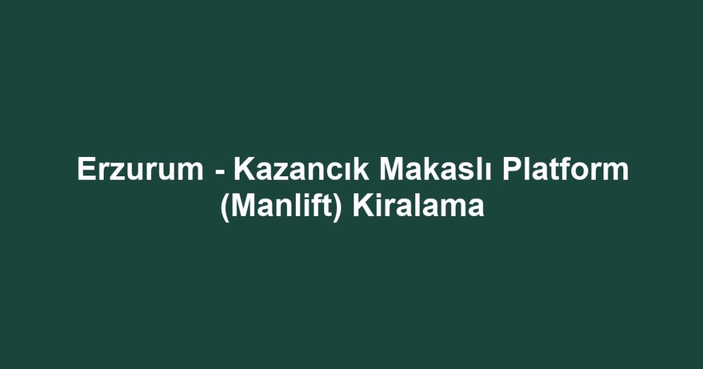 Erzurum - Kazancık Makaslı Platform (Manlift) Kiralama
