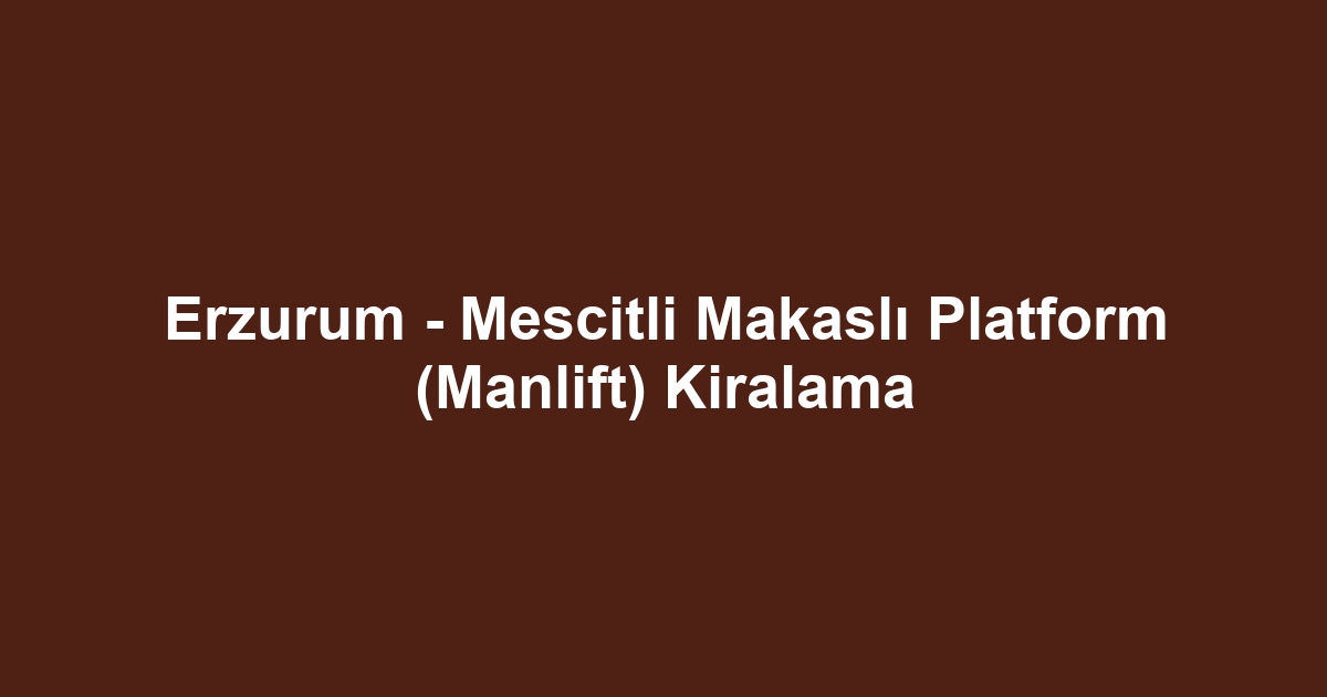 Erzurum - Mescitli Makaslı Platform (Manlift) Kiralama