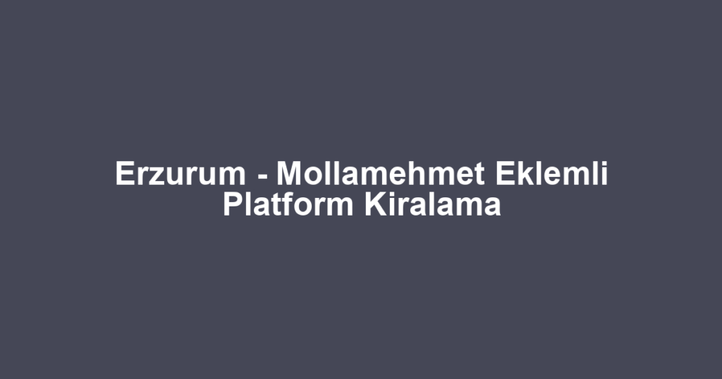 Erzurum - Mollamehmet Eklemli Platform Kiralama