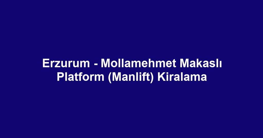 Erzurum - Mollamehmet Makaslı Platform (Manlift) Kiralama