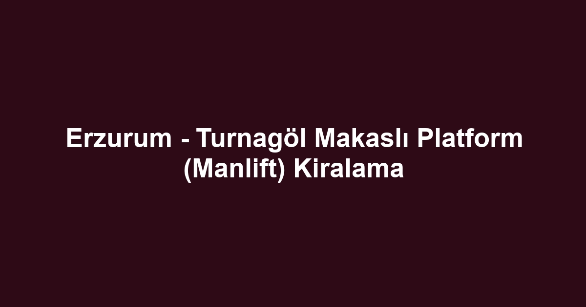 Erzurum - Turnagöl Makaslı Platform (Manlift) Kiralama