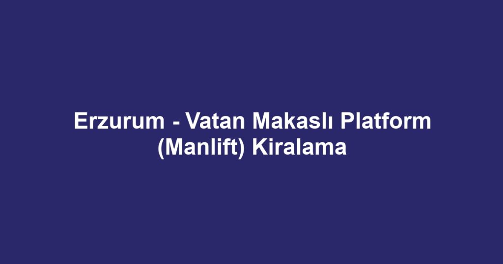 Erzurum - Vatan Makaslı Platform (Manlift) Kiralama